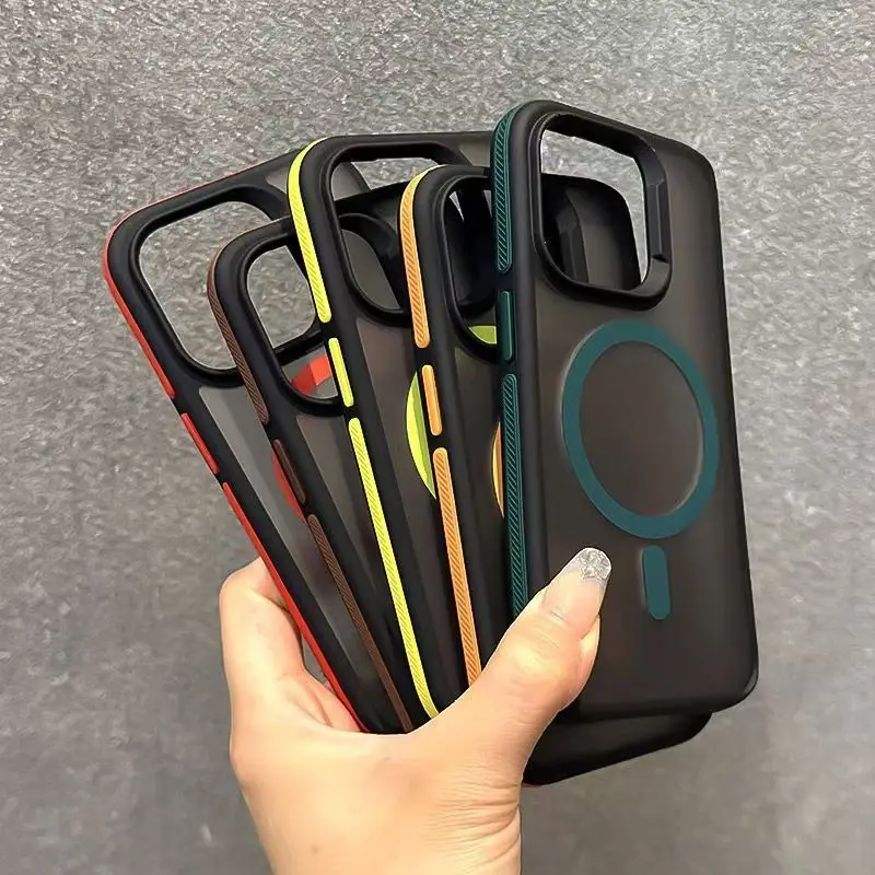 Luxury Magnetic Matte Translucent Case For Samsung Galaxy S25 Ultra S24 Plus S23 FE S22 S25 For Magsafe Wireless Charging Cover - náhled 3