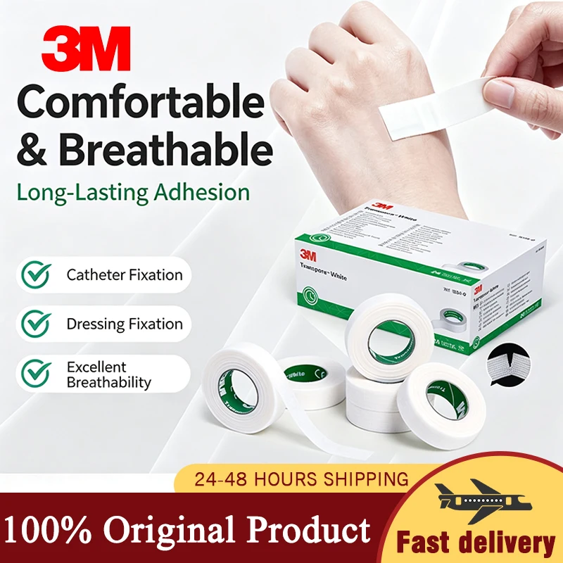 3M 1534 Transpore White Surgical Tape - Highly Breathable Hypoallergenic Gentle Adhesion Easy Tear Tape for Medical Use