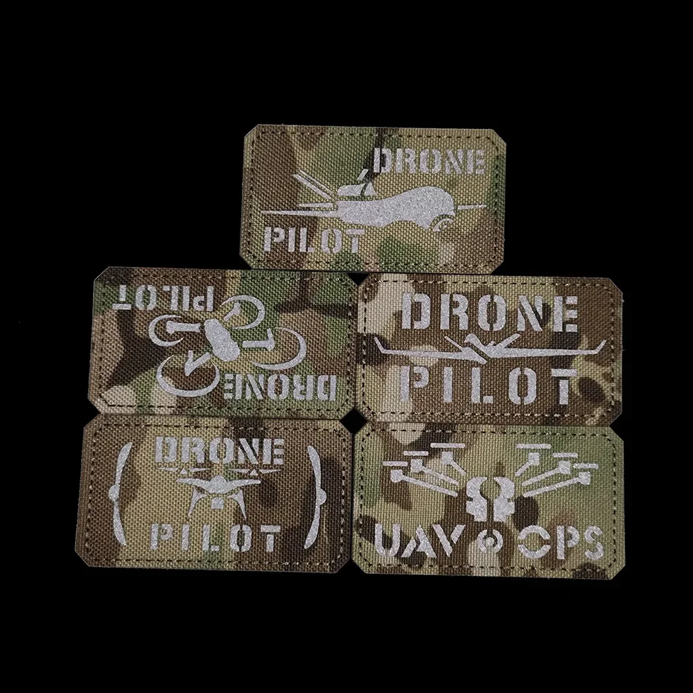 Tactical Bag Accessories WARNING DRONES ZONE 3D PVC Rubber Badge Laser Cut IR Glow Glow-in-the-dark Outdoor Backpack Patch