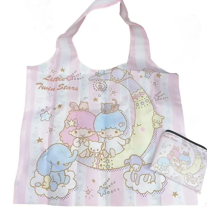 New Sanrio cute Cinnamoroll Kuromi anime cartoon kawaii Japanese girly heart large capacity multi-functional shopping bag