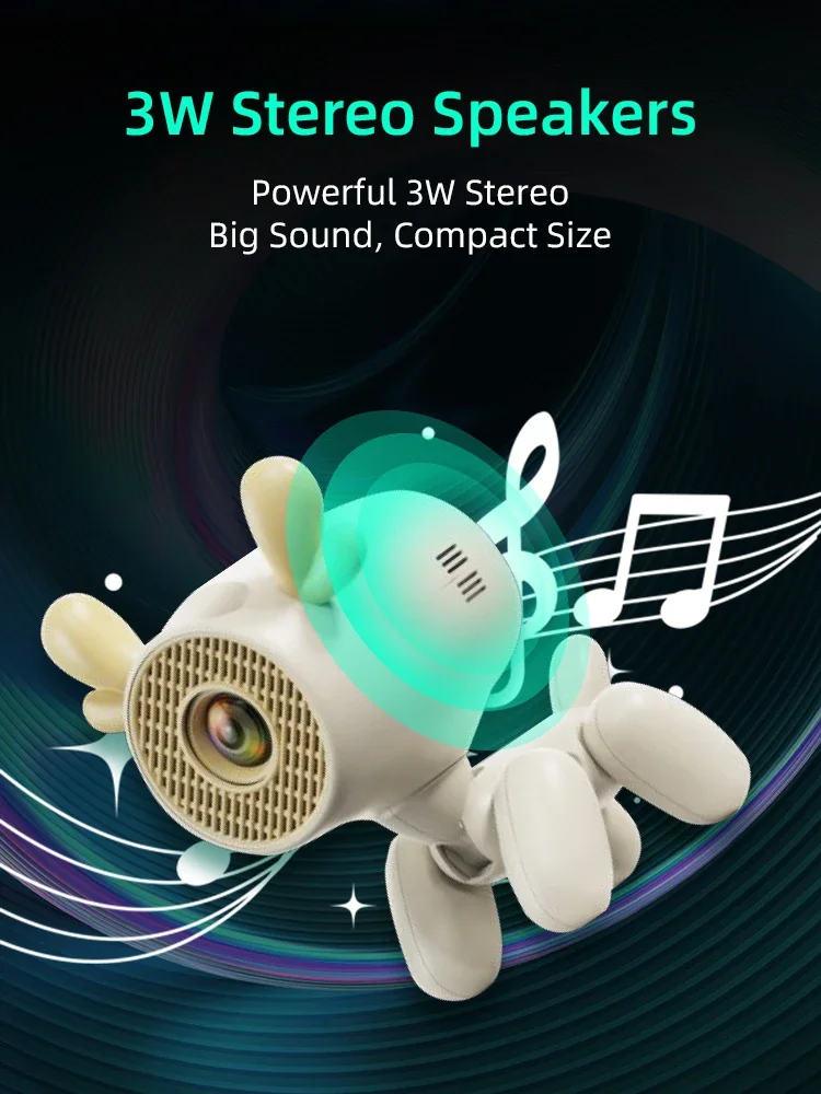 جهاز عرض صغير لطيف تزلف 720P أصلي | مكبر صوت ستيريو 3 واط | إسقاط متعدد الزوايا | مسرح منزلي محمول، متوافق مع Netflix #2