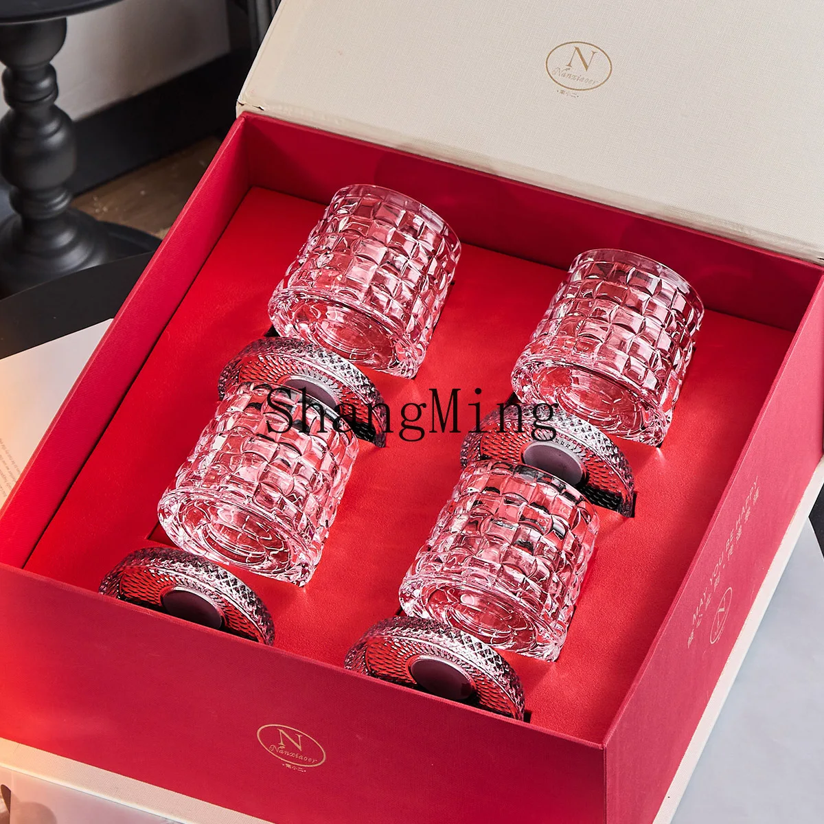 

DSA rotating glass whisky cup gift box set light foreign wine cup set