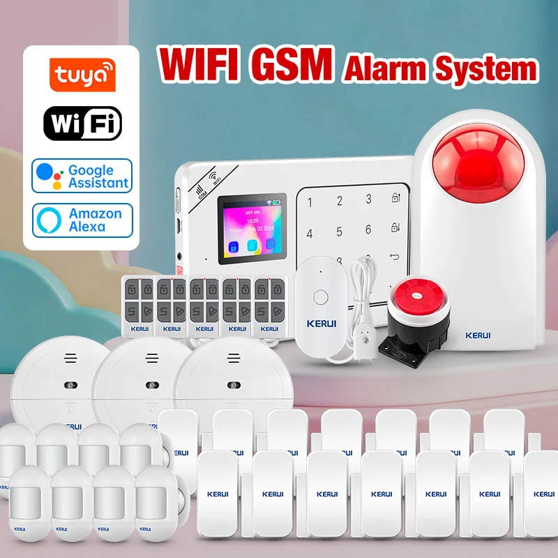 KERUI W181 Wireless Anti-Theft Alarms Alexa WiFi GSM Home Alarm System 433MHZ Tuya Smart Life App for House Security Protection