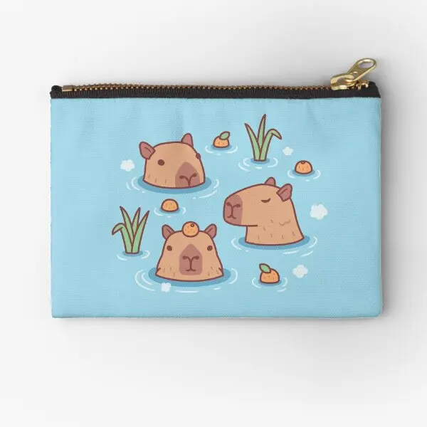 Cute Capybaras Chilling In Hot Spring Wi  Zipper Pouches Packaging Underwear Women Small Pure Socks Money Panties Bag Pocket Key