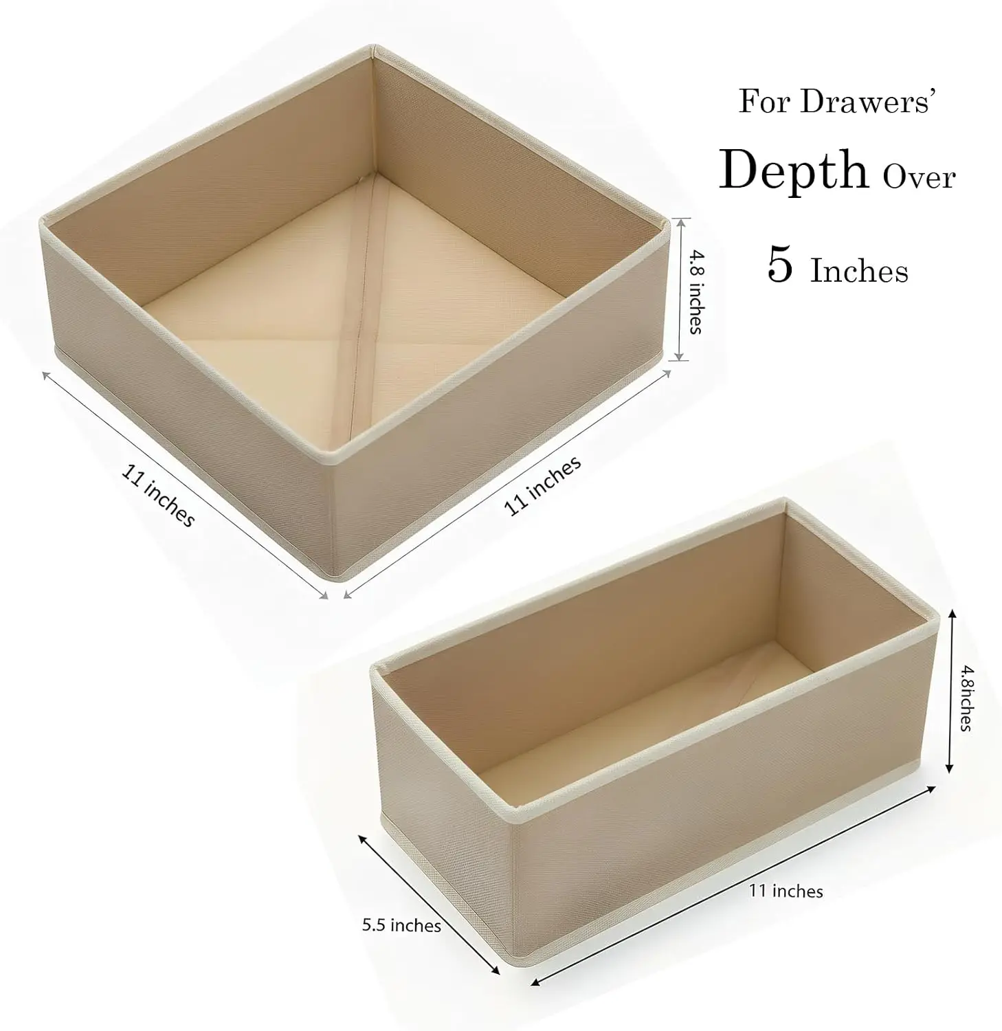 Drawer Organizer for Clothes & Underwear - 4-Pack Fabric Storage Bins with Zipper Bottom | Bra Drawer Organizer & Sock Organizer