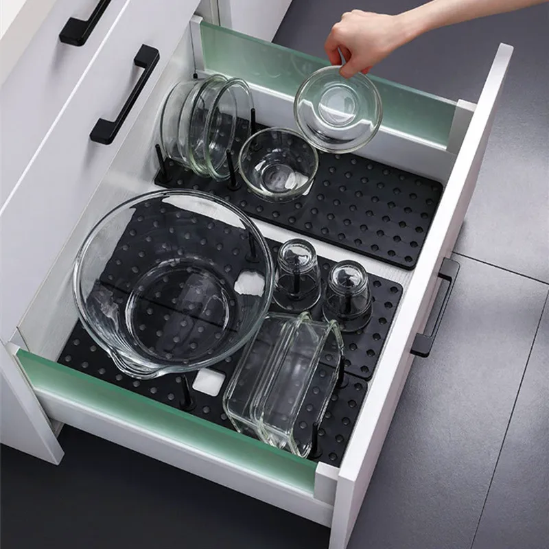 Drain Bowl Rack For Kitchen Accessories Combined Partition Drawer Type Bathroom Shelf Non Slip Plastic Kitchen Shelf Home Garden