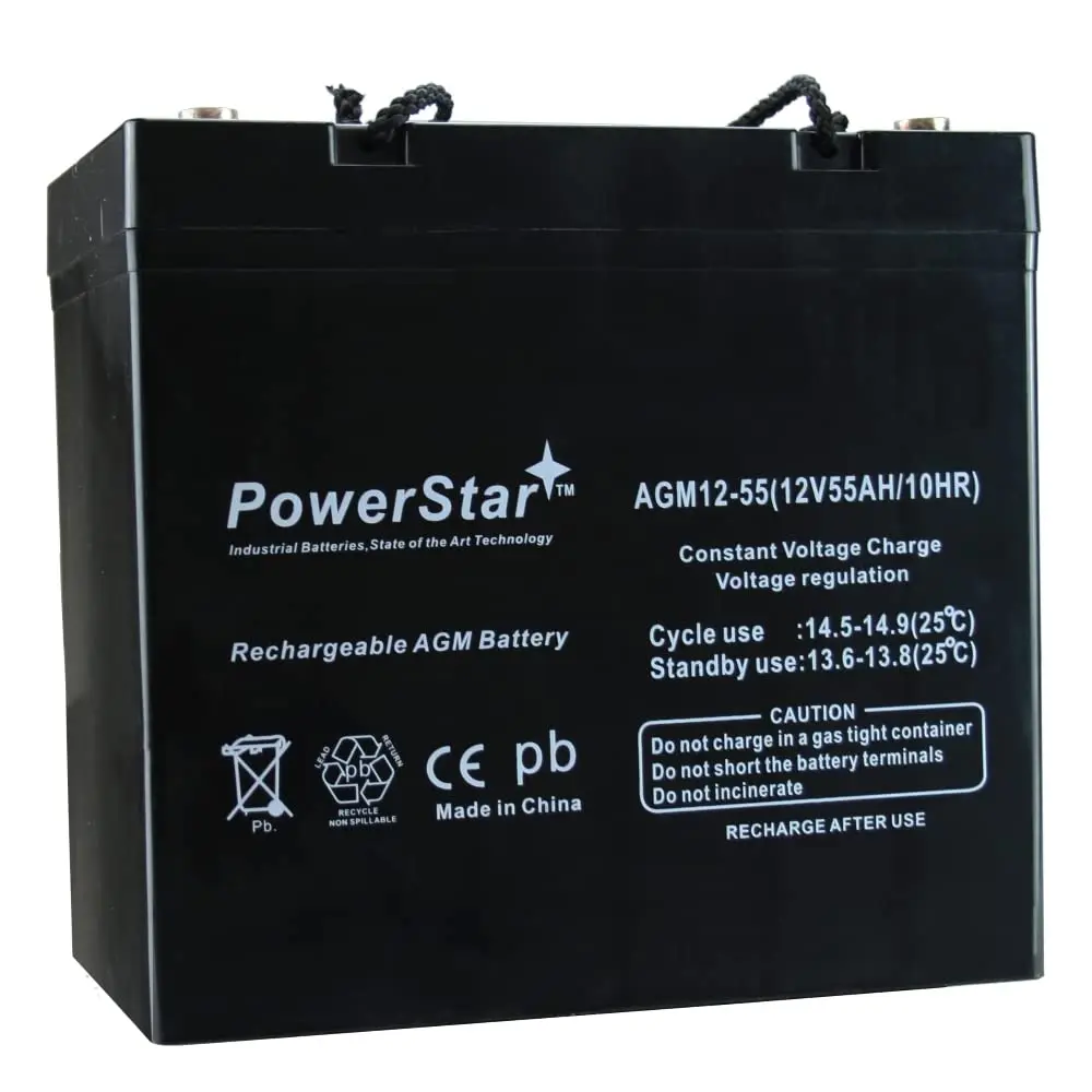 12V 55AH SLA AGM Deep Cycle Battery Rechargeable Sealed Lead Acid Backup Power Supply Emergency Solar Off-Grid, Customized