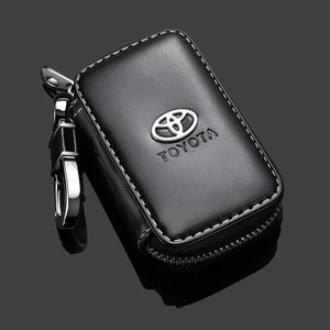 Echte Lederbrieftasche Multifunktion, Autoschlüsselbeutel, Toyota Yaris Hilux Prius Auris Supra Corolla Camry, 1PC 10 Hauptverkaufsschlüsselabdeckung Hilux Leder - №2