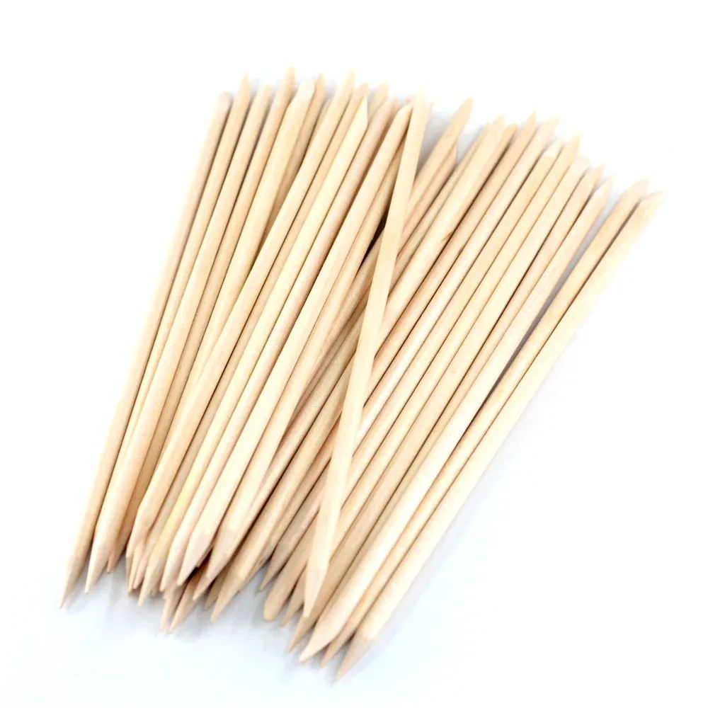 4 Different Sizes Orange Wood Sticks for Cuticle Pusher Cuticle Remove Tool Forks for Nails Manicures Tools 100Pcs/Set