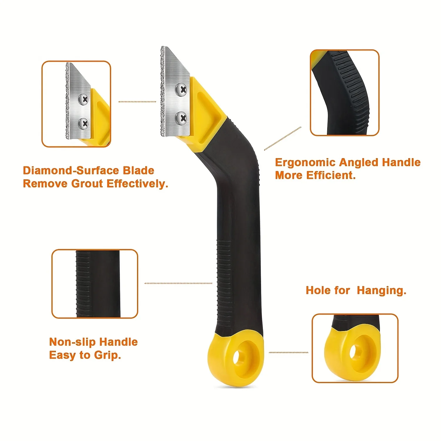 Tile Grout Saw Grout Removal Tool, Angled-Design Grout Hand Saw with 10 Diamond Surface Blades for Tile Cleaning, Removing Paint image 6