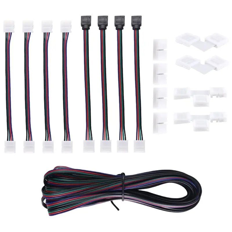 ~Latest Model 16.4FT(5M) 4-Pin RGB LED Strip Extension Cable,LED Strips Connectors Kits For 5050 Flexible RGB LED Strip Light