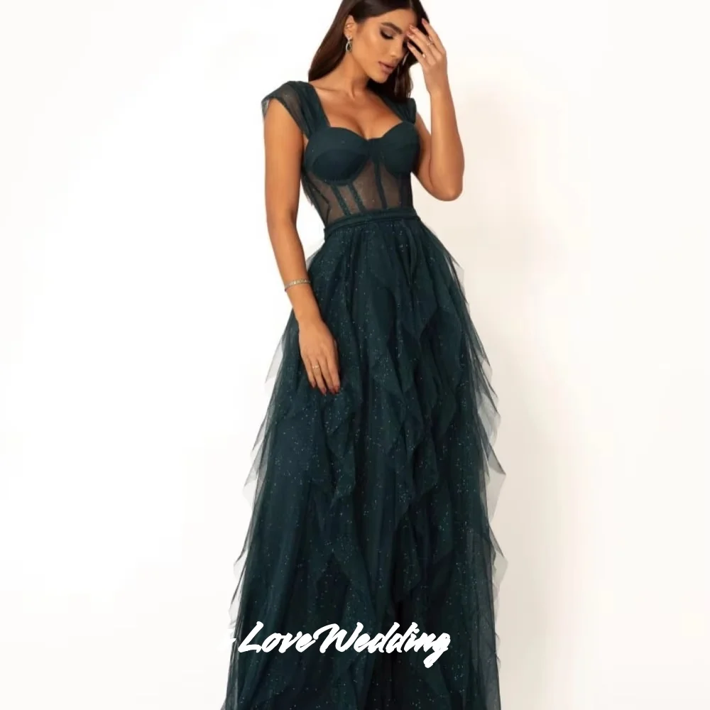 فساتين سهرة أرجوانية على شكل قلب 2025 تول بحزام سباغيتي بدون ظهر على شكل حرف a متعددة الطبقات بطول الأرض فساتين الحفلات حسب الطلب