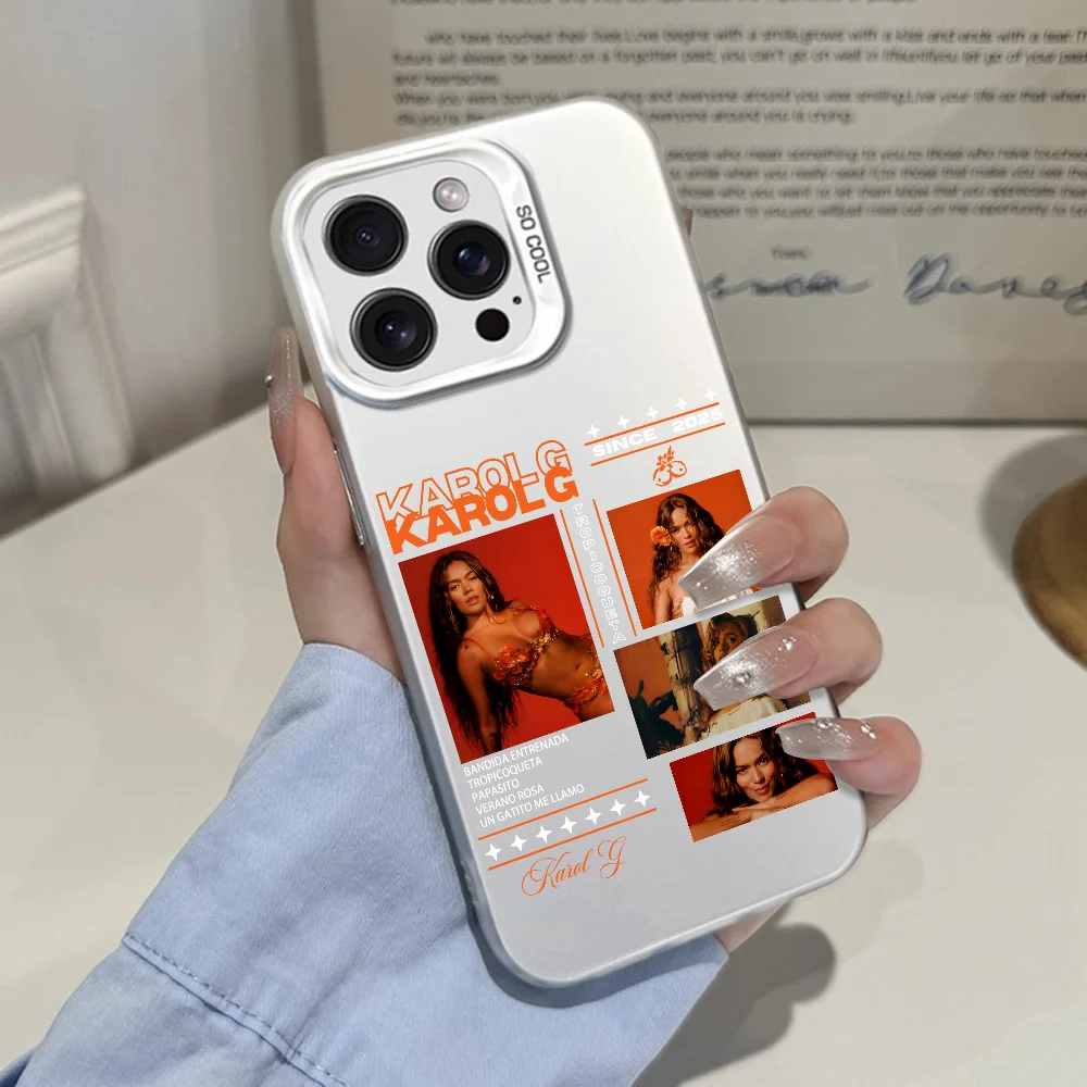 Cantante K-KAROL G Tropicoqueta Cassa Del Telefono Per IPhone 12 11 13 14 15 16 17Max Pro Plus Mini Protettiva IMD Copertura di Colore