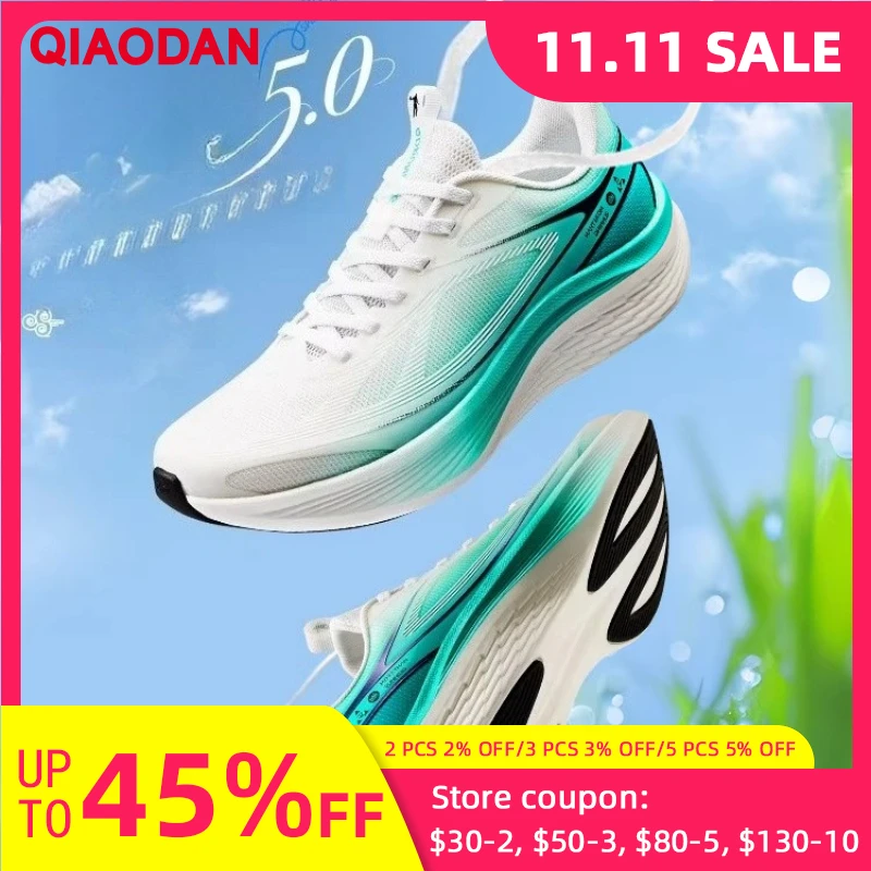 

QIAODAN Light Speed 5v2 Shock Absorption Sneakers 2025 Men's Mesh Breathable Comfortable Soft-soled Running Shoes QXB023253204