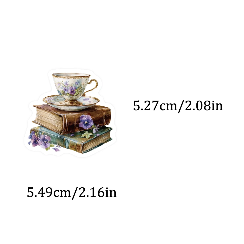 50PCS Retro Coffee Books Art PET Stickers Beautiful Classic Gifts Collection Decoration Phone Cases Scrapbook Tablet Sticker