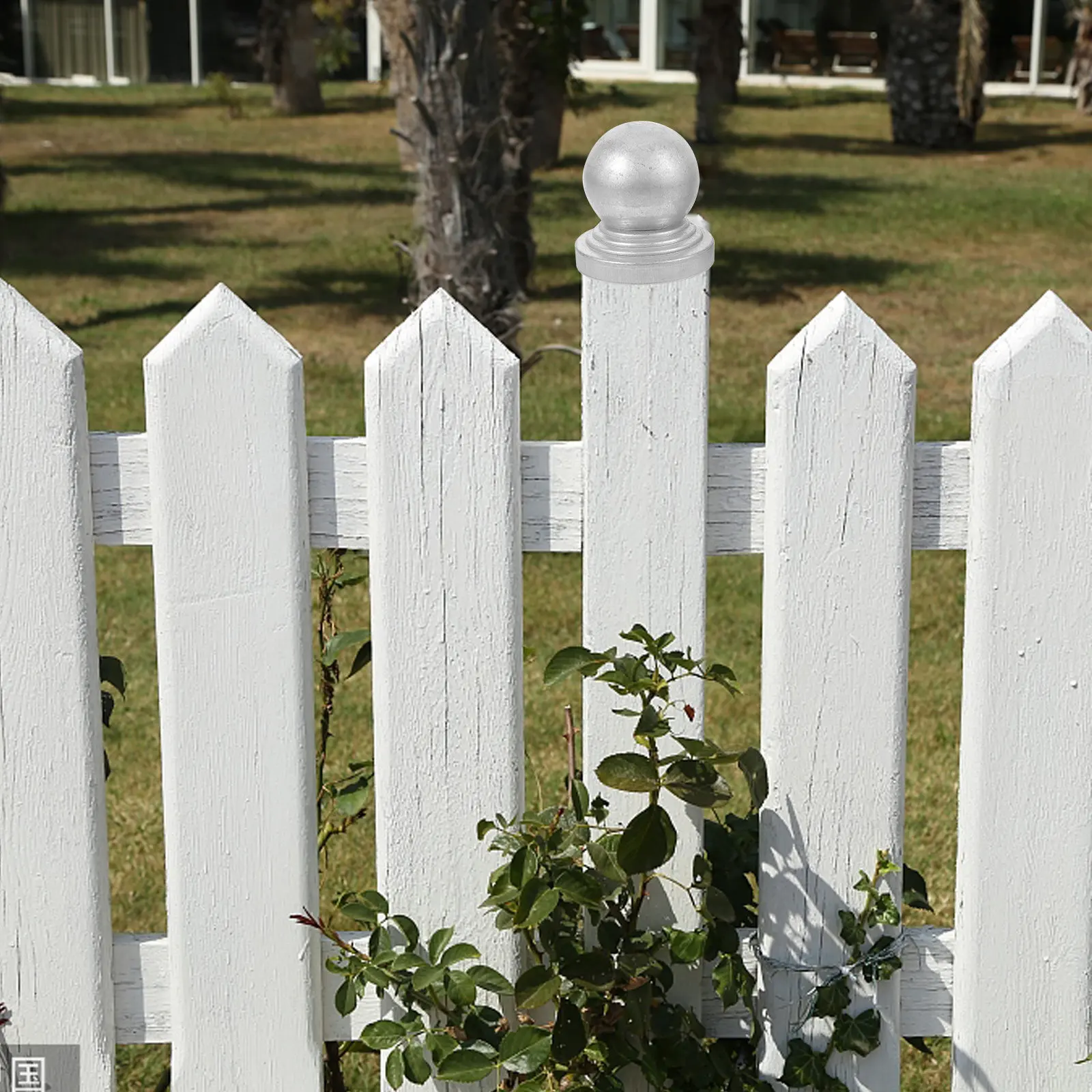 4Pcs Round Pipe Post Caps Ball Shape Metal Fence Protector for Yard Garden Deck Post Cover Fence Cover Guardrail Caps