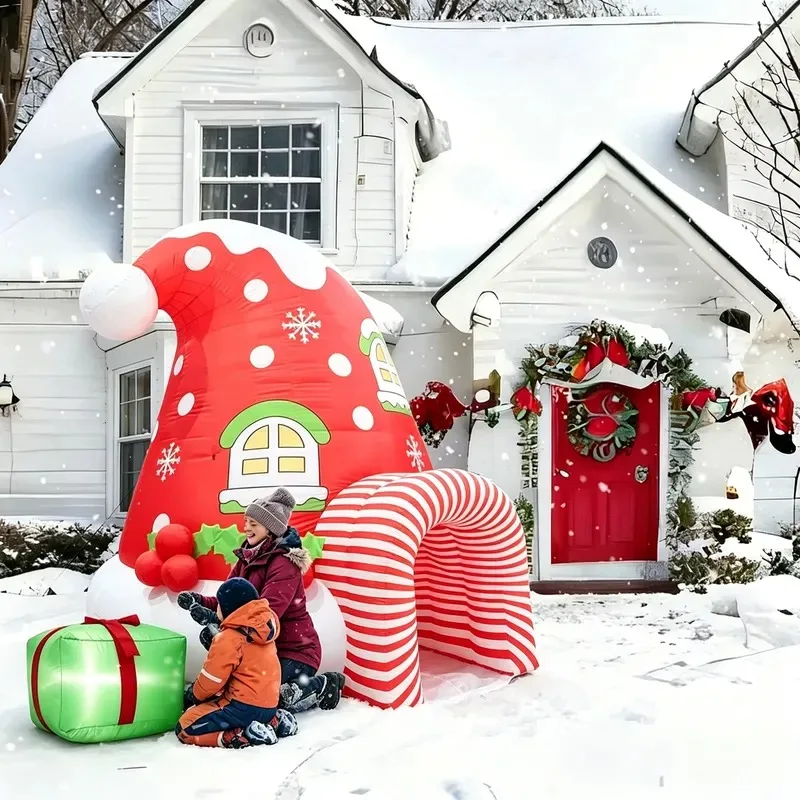 4.5M Giant Inflatable Christmas Hut Tent Customizable Outdoor Courtyard Decoration for Holiday Party Yard Display