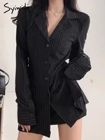 Syiwidii Striped Shirts for Women Turn-down Collar Long Sleeve Blouses Spring 2025 New Fashion Single Breasted Female Shirts