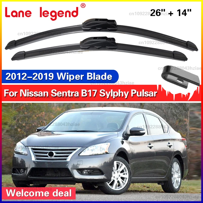Para nissan sentra b17 2012 - 2019 sylphy pulsar lâminas de limpador de pára-brisa dianteiro 2 peças acessórios de janela de pára-brisas 2016 2017 2018