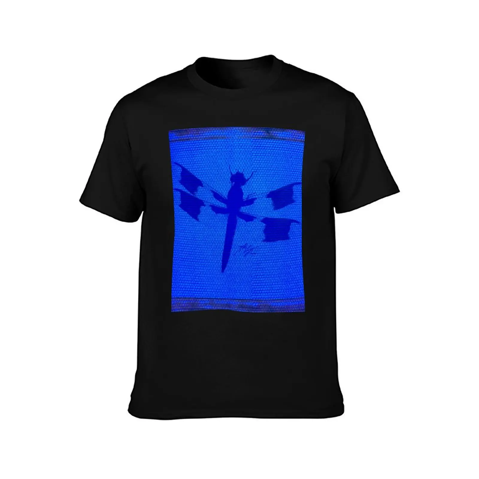 There Be Dragonfly on Blue Hexagonal Bubblewrap Pattern T-Shirt Sweat Resistant Workout Tee Shirt T-Shirt