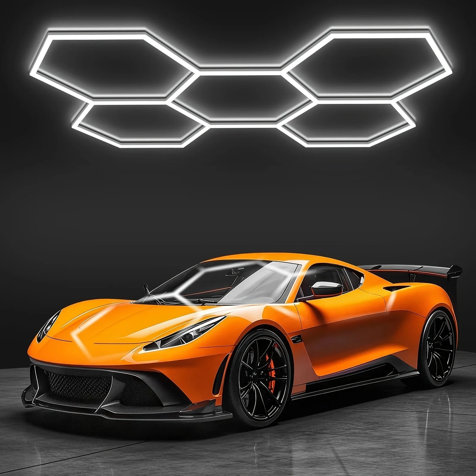 

6500K Cool White Hexagon LED Lighting for Garage Car Detailing Workshop 4S Showroom Gym Barbershop Ceiling Light Honeycomb Tube