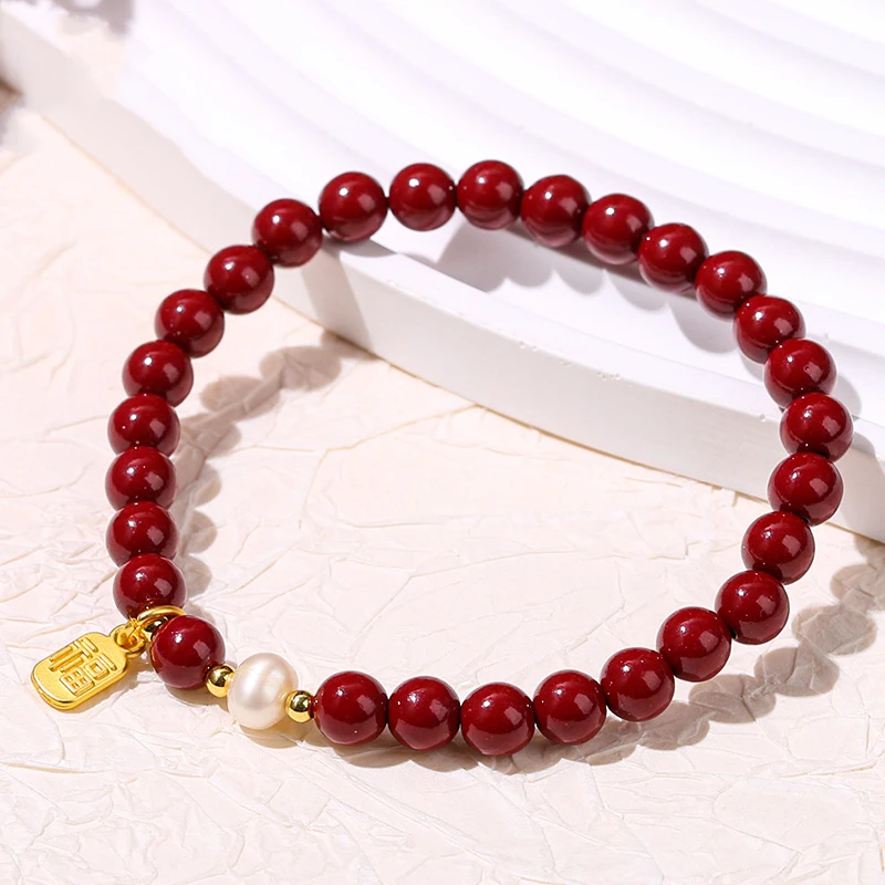 2024 Lucky Cinnabar Red Beaded Bracelets for Women Men Fashion Handmade FU Pendant Bracelets Transfer Amulet Jewelry Gifts