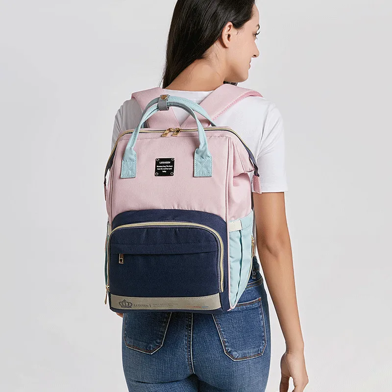 Lequeen-Bolsa de pañales de maternidad para mamá, mochila de viaje de gran capacidad, bolso de lactancia de diseñador para el cuidado del bebé