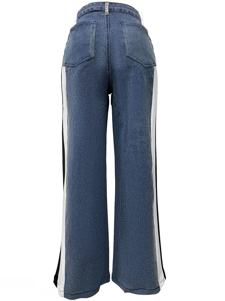 Harajuku Streetwear Retro Fashion Autumn Women High Waist Jeans Loose Wide Leg Straight Loose Denim Trousers Y2K Baggy Pants