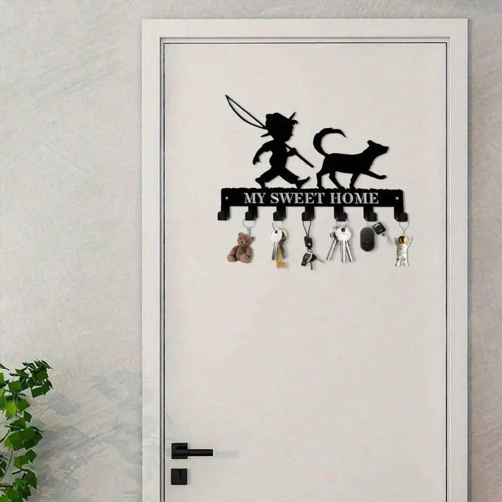 CIFbuy Metal Wall Art Fishing Dog Key Holder Multi Functional Home Decor Office Wall Hook For Keys Hats