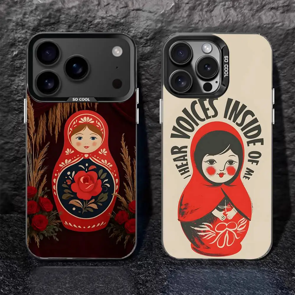 

Russian Dolls Matryoshka Phone Case For iPhone 17,16,15,14,13,12,11,Pro,Max,Plus,Black Matte Shockproof Cover