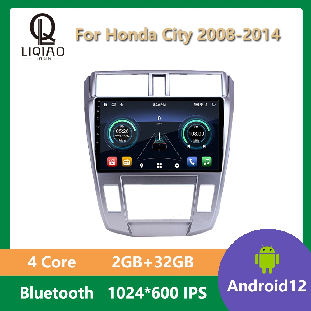 

8-Core 4G Carplay Android 13 Auto Car radio For Honda City 2008 - 2014 Bluetooth GPS navigation Stereo Screen 2GB+32GB RDS FM AM
