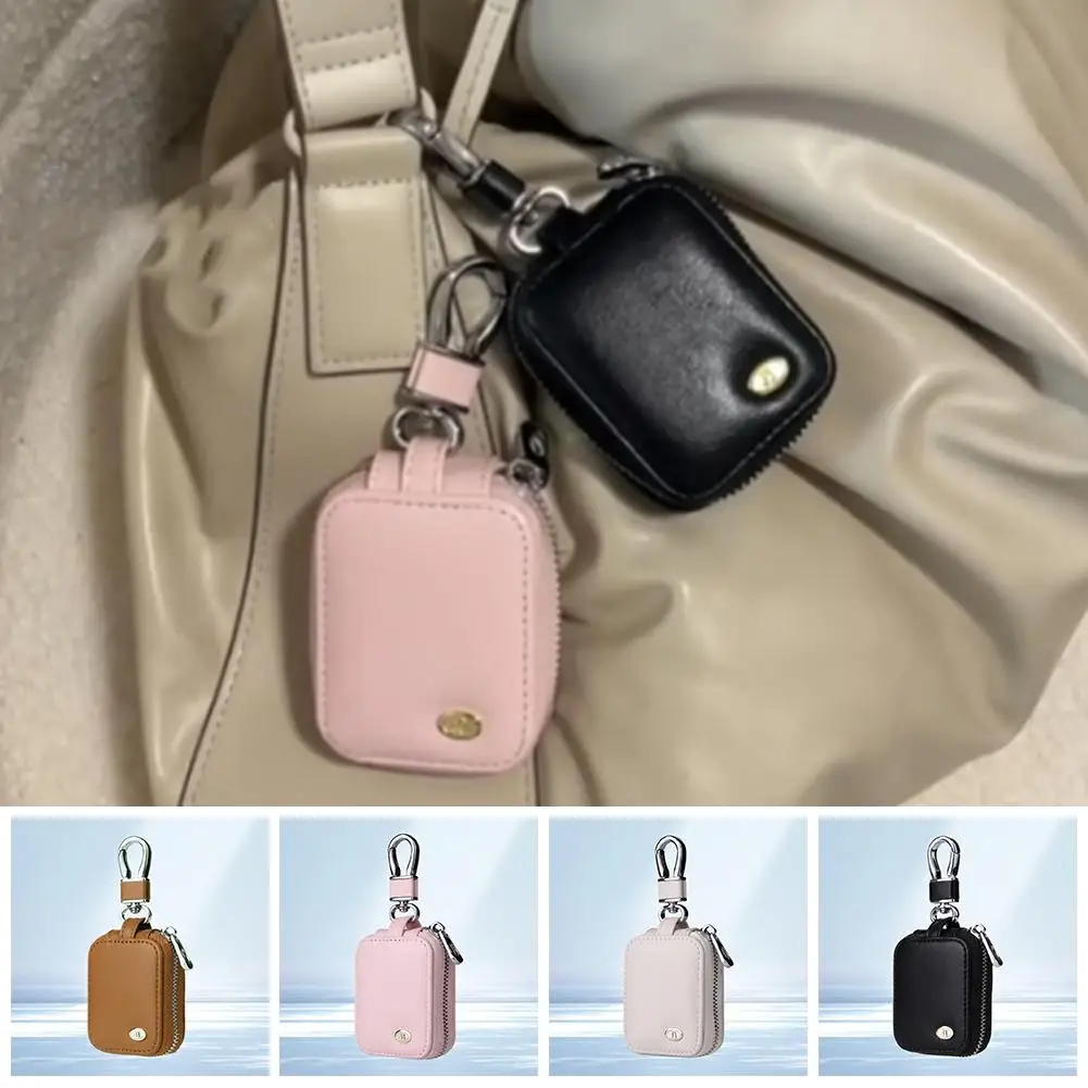 Universal Anti Lost Leather Cover Shockproof Portable Protective Case Pendant Keychain For AirPods Faux Leather Purse Keyri O8M6