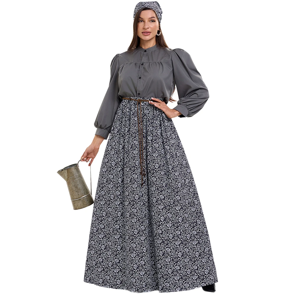 

Halloween Oktoberfest Traditional Munich Maid Costume Cosplay Manor Farm Girl T-shirt Floral Dress Court Maid Costume