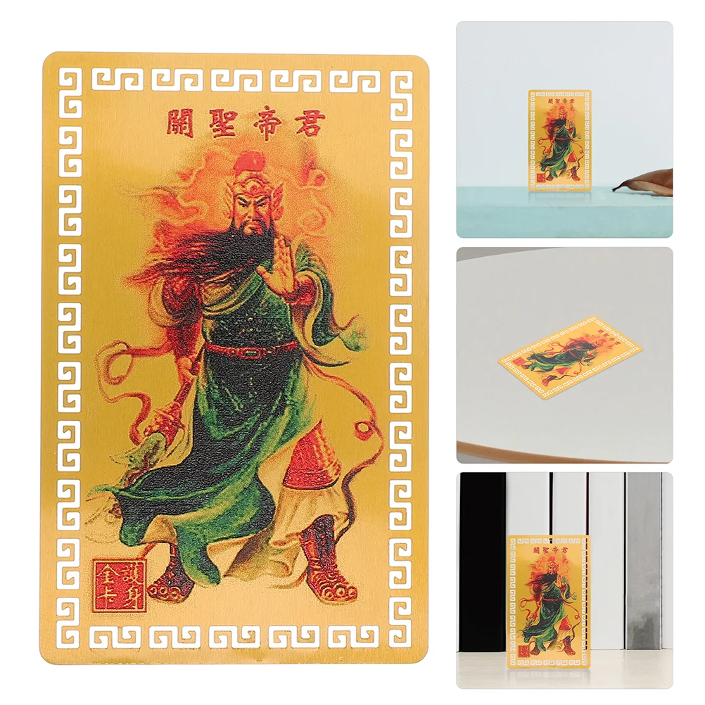 2 Stück Tai Sui-Karte Feng Shui Home Decors Craft Amulett Chinesische Waren Gold Aluminium-Magnesium-Legierung Buddha-Schutzkarten