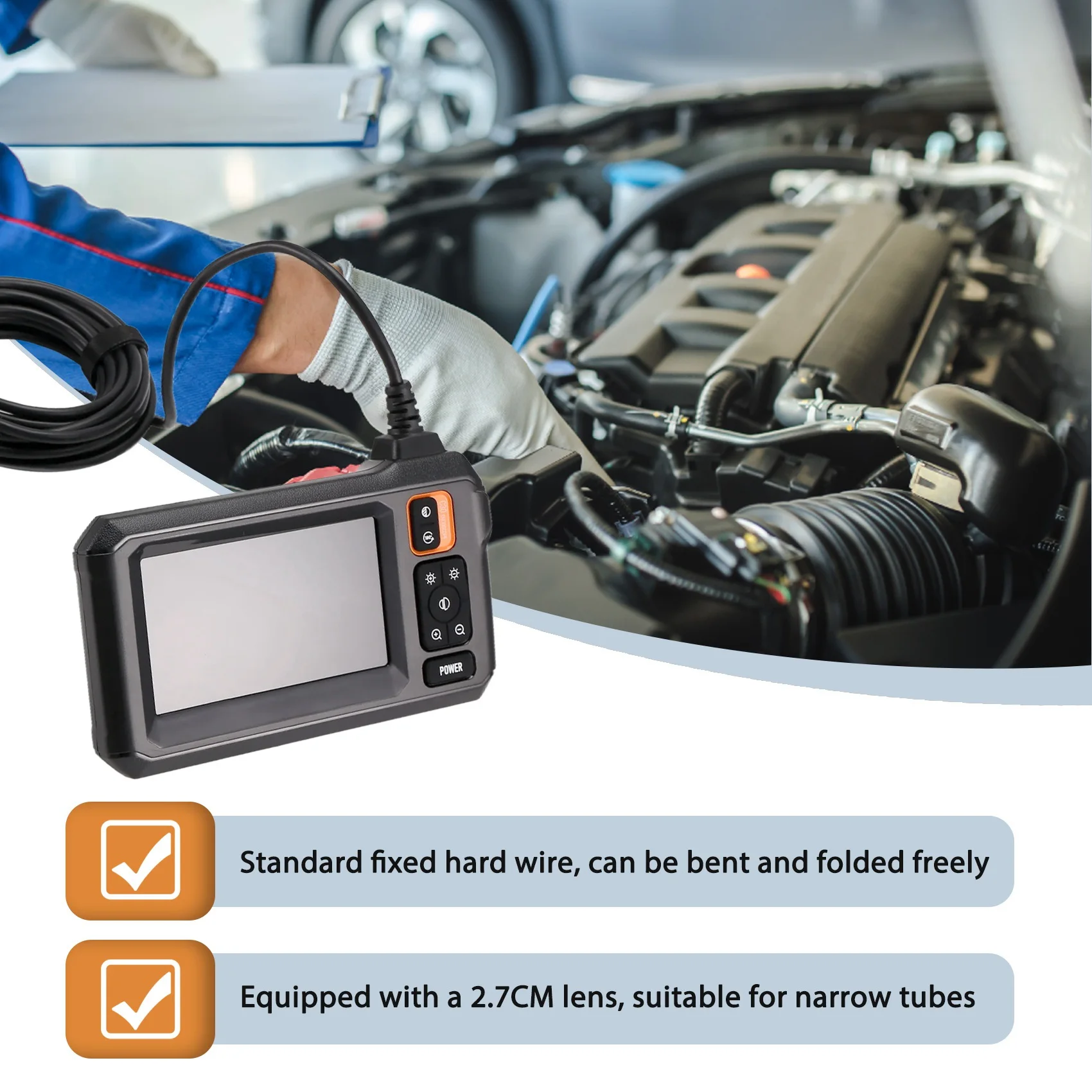 New Tech Industrial Endoscope Camera 4.3In IPS Screen 1080P IP67 Waterproof With Dual Lens For Pipe Sewer Inspection Car Repair