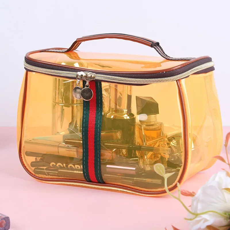 Transparente Große Wasserdichte PVC-Kosmetiktasche Tragbare Toilettentasche Luxuriöse Handliche Kosmetiktasche – Detail 5