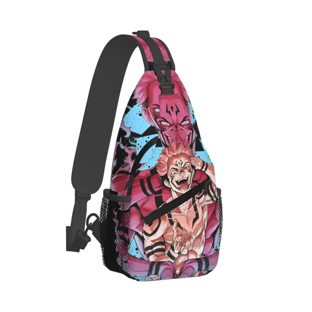 Sukuna-bandolera pequeña para el pecho, mochila de hombro cruzada para senderismo, viaje, Anime, Manga, Jujutsu Kaisen