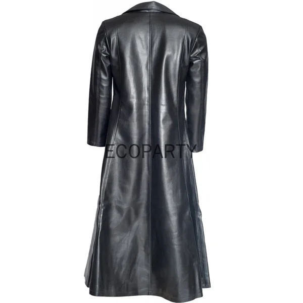 Women Lapel Gothic Punk Black Long Coat Winter Leather Long Jacket Goth Vampire Coat Dark Knight Cool Cape Coat