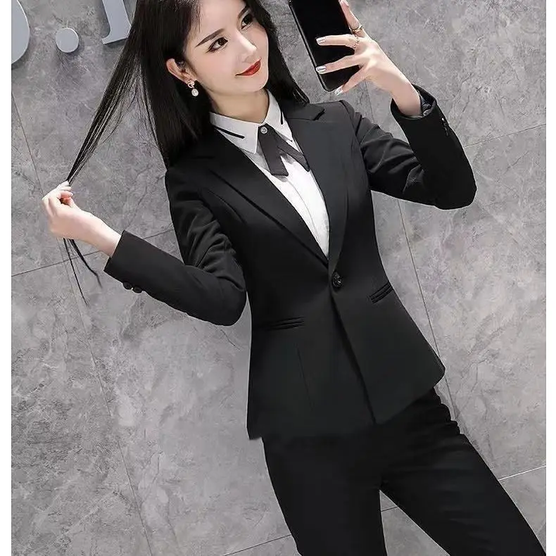 طقم بدلة Ele الاحترافي للنساء، ملابس مقابلة High Faion Ladylike OL Sle، ملابس عمل بوليستر عالي الجودة