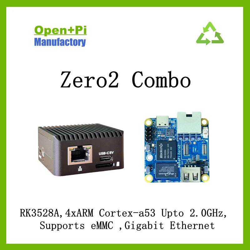 Mini router OpenPi Nano Zero2 2G LPDDR4 RAM, RK3528A, 4xARM Cortex-a53 fino a 2,0 GHz, supporta eMMC, Gigabit Ethernet