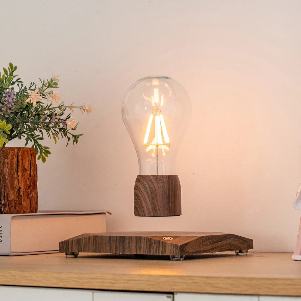 Geometric Design Bedroom Living Room Night Light Lamp Magnetic Levitation Floating Bulb Light for Cafe Office Desk Decoration