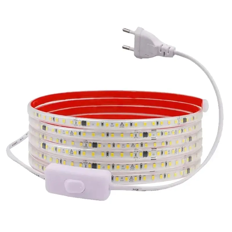 NEW HOT In Stock-EU Plug For Outdoor 7M 220V IP68 Waterproof LED Strip Light 120Leds/M SMD 2835 Flexible Ribbon Tape Lamp On/OFF