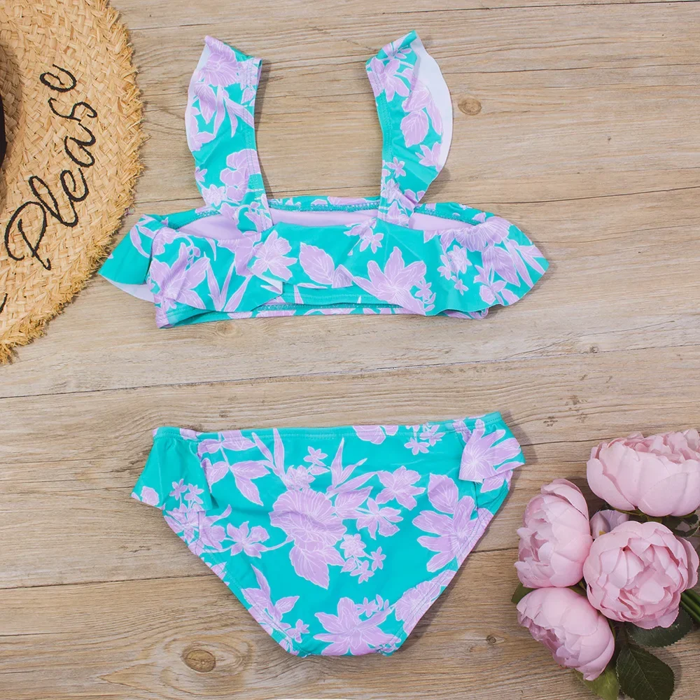 Swimsuit Children Bikini Set Girl Swimwear Baby Print Biquini Infantil Girls 2pcs Swimsuit Kids Beach Wear Bathing Suit 7T-16T