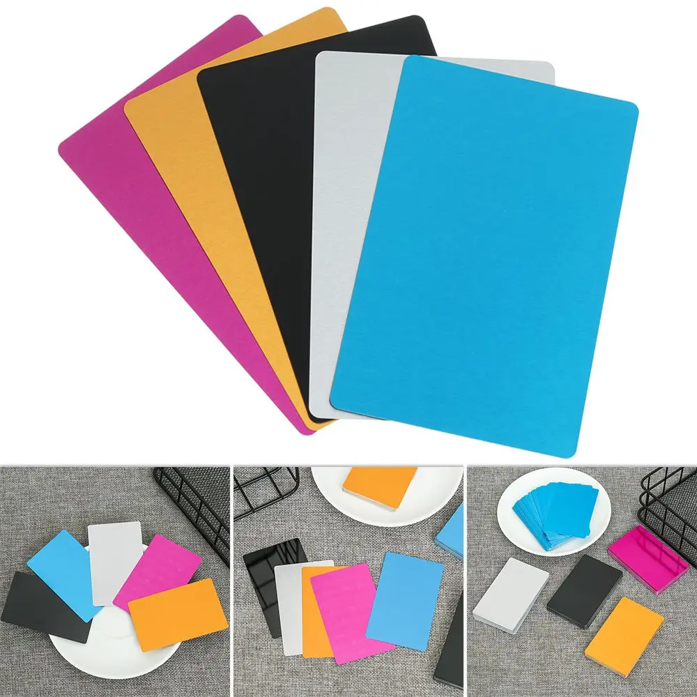 50 Pcs/Set Office Supplies Business Visit Aluminum Blank Metal Carte Business Card Name Cards