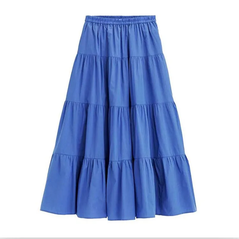 Candy Color Solid Women Long Skirts Sweet Girl Comfortable Loose Cotton Skirts Hot Sell High Street Bottoms maxi skirts clothes