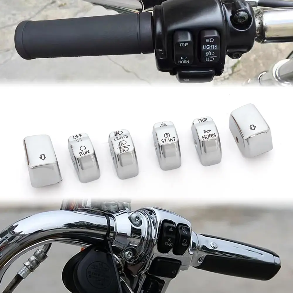 

Handlebar Control Switch Buttons Caps Cover For Harley Sportster 1200 883 Iron Dyna Softail Fat Boy Street Bob Motorcycle Chrome