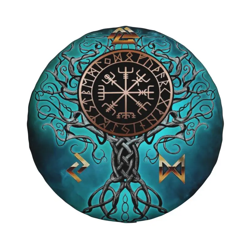 Viking Yggdrasil Tree Of Life Spare Tire Cover for Jeep Grand Cherokee Valhalla Vegvisir 4WD 4x4 Trailer Car Wheel Protector