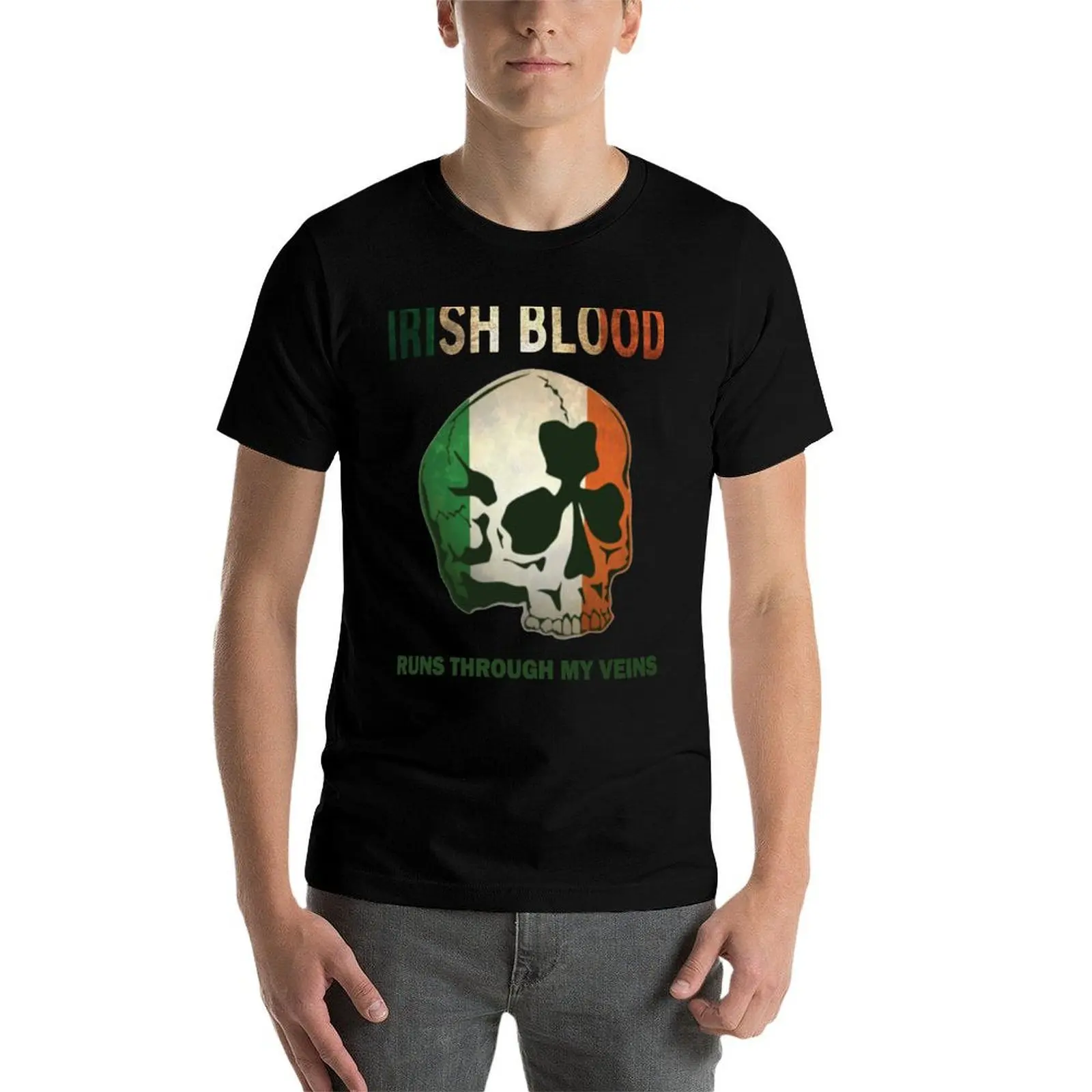 تي شيرت Blood Run through my Veins تي شيرت مضحك تي شيرت فكاهة داكنة تي شيرت للرجال
