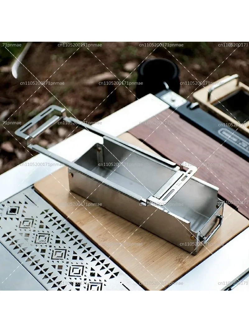 Stainless Steel Telescopic Camping Table Organizer Pull-out Storage Box Outdoor Seasoning Box for IGT Table