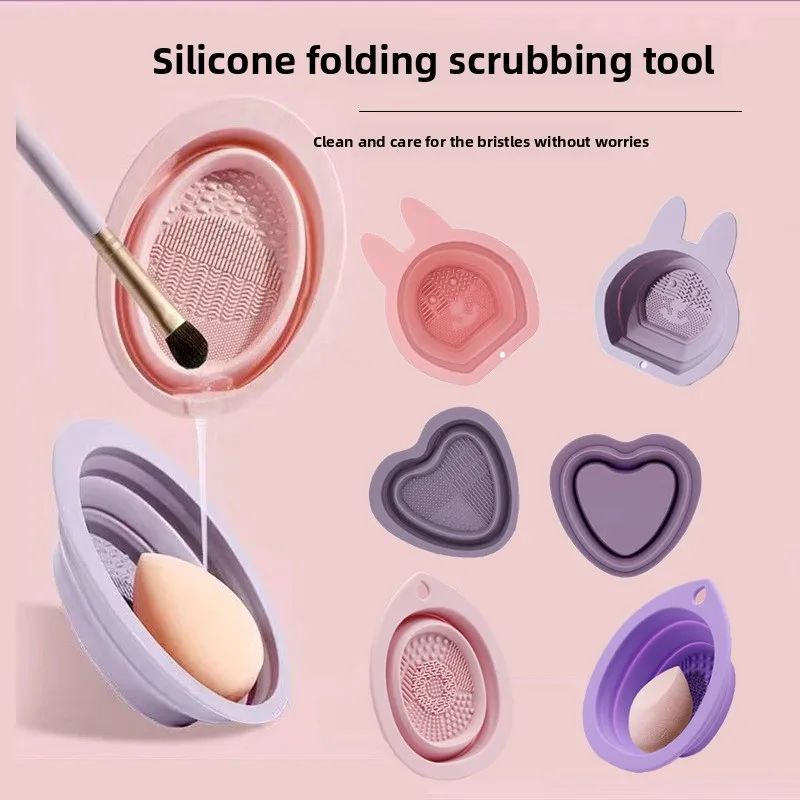 

Silicone Makeup Brush Cleaner Folding Powder Puff Cleaning Bowl Eyeshadow Brushes Washing Soft Mat Beauty Tools Scrubber Box